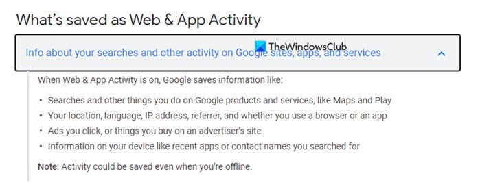 Google Activity Tracking Web application