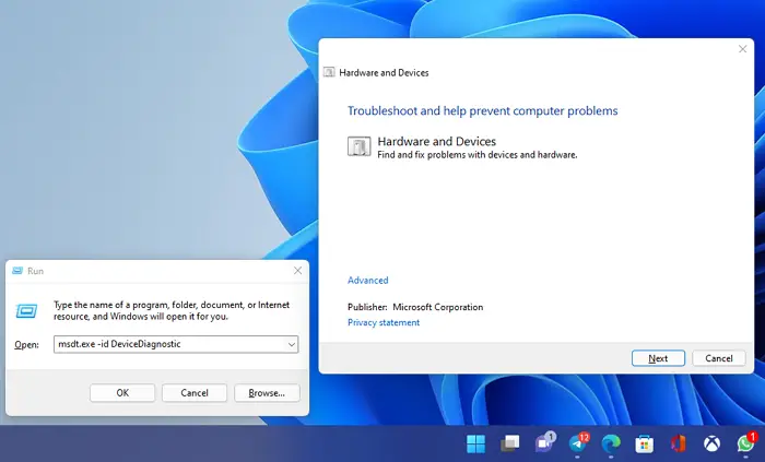 Hardware troubleshooter Windows