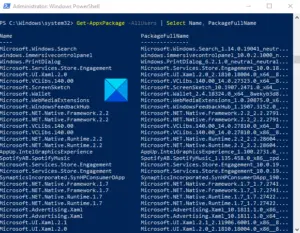 get list of programs installed windows 10 powershell