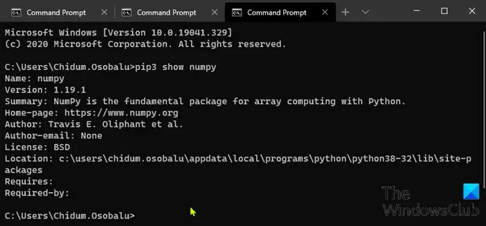 How to install NumPy using PIP on Windows 10