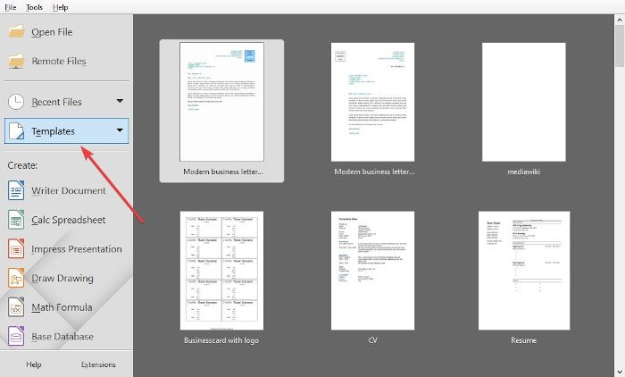 Use a Template to create Document in LibreOffice