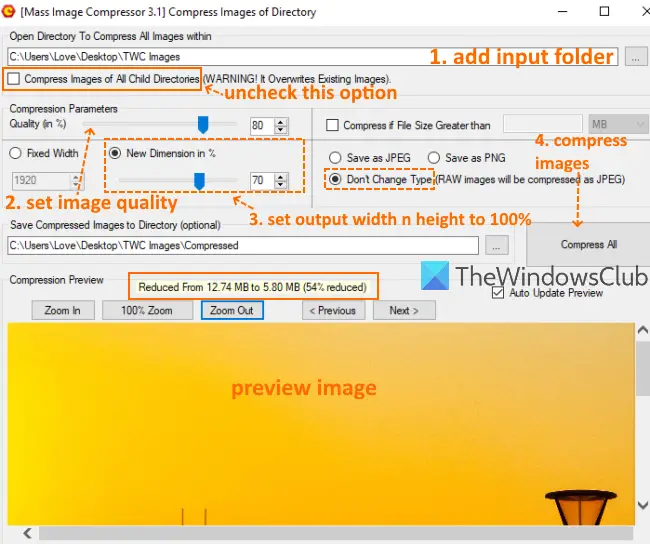 Mass Image Compressor software