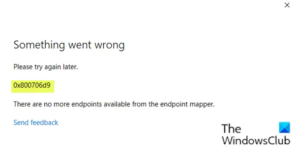 Microsoft Account sign in error 0x800706d9