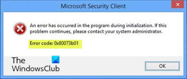 Microsoft Defender error 0x80073b01