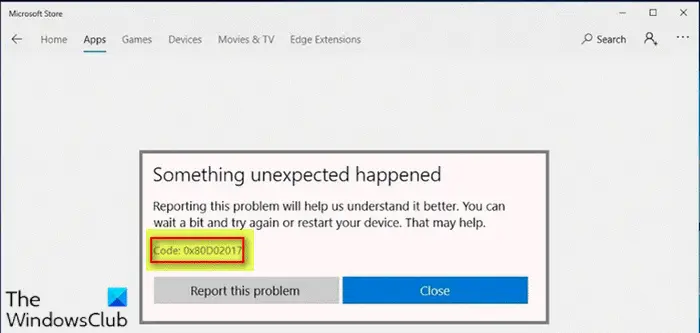 Fix Microsoft Store error 0x80D02017 in Windows 10 - 14