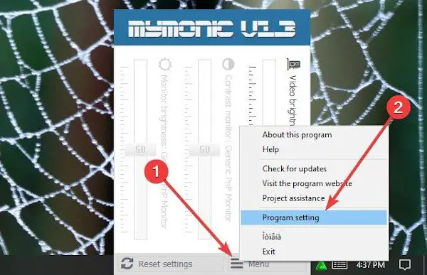 Manage and change Screen Brightness setting with MyMonic in Windows 10