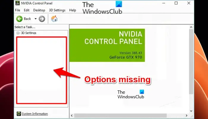 NVIDIA Control Panel missing on Windows 11 10