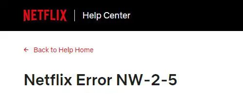 Netflix Error Code NW 2-5