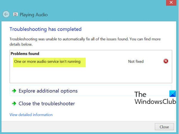 One or more audio service isn’t running