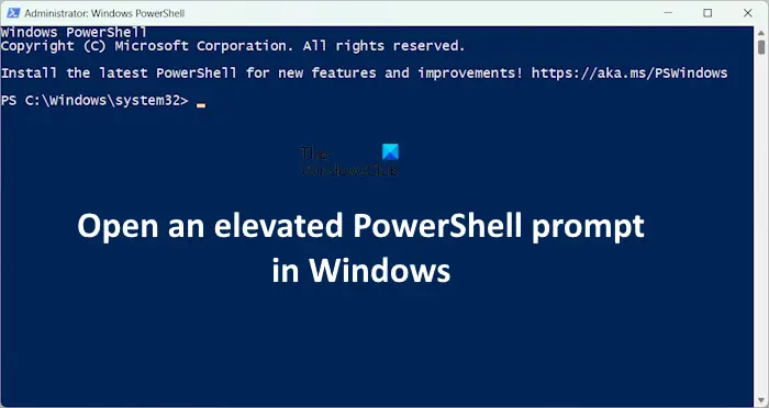 Open elevated PowerShell prompt in Windows