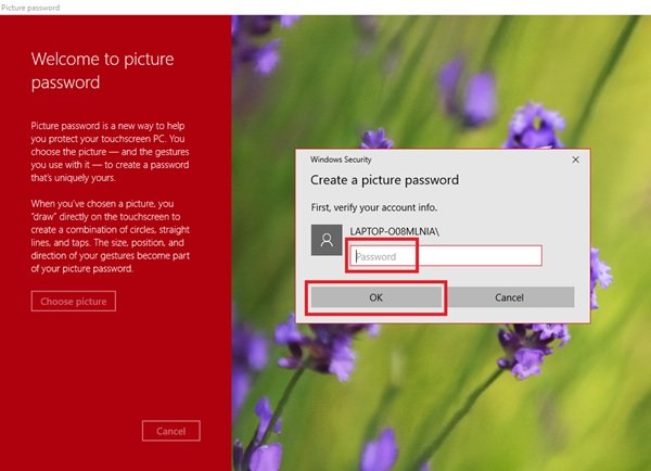 Picture Password in Windows 10