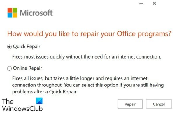Repair Microsoft 365 using Command Prompt