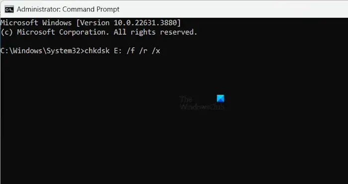 Run Chkdsk scan via cmd