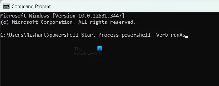 Run elevated PowerShell from cmd