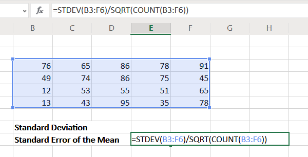 formula to calculate standard error