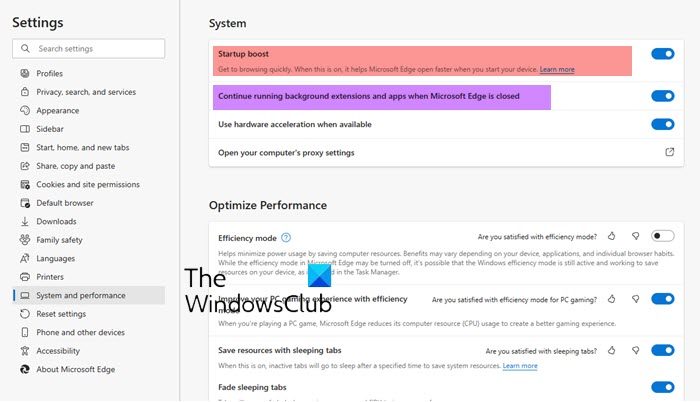 Stop Edge browser from pre-loading on Startup