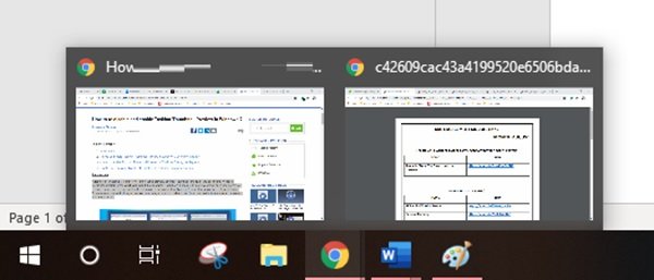 Taskbar Thumbnail Preview in Windows 10