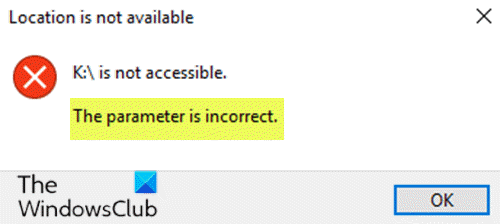 The Parameter is incorrect