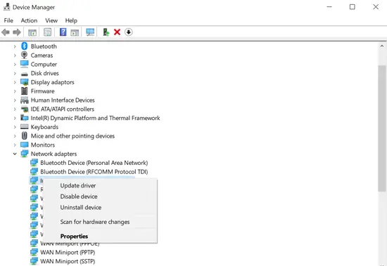 Update Network Adapter driver