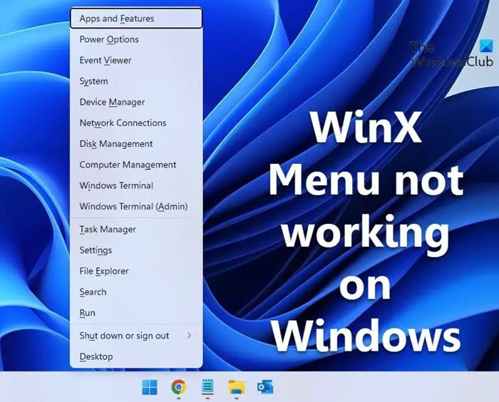 WinX Menu not working on Windows