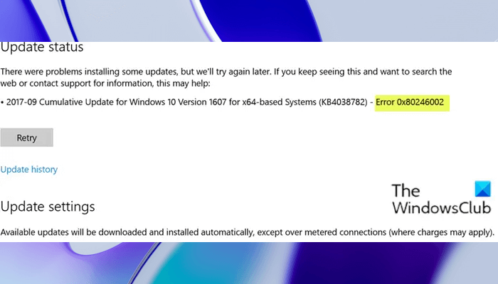 Windows Update error 0x80246002