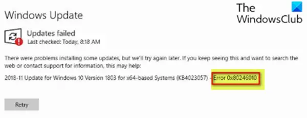 Windows Update Error 0x80246010