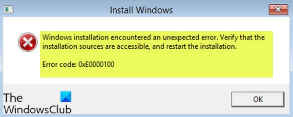 Windows installation encountered an unexpected error