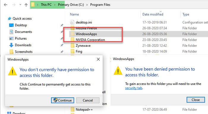 What is 'WindowsApps' hidden folder and why can't I access it?