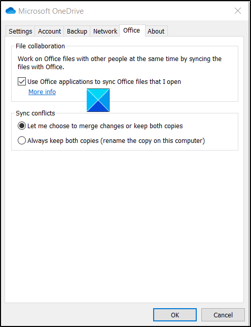 Office File Sync Settings