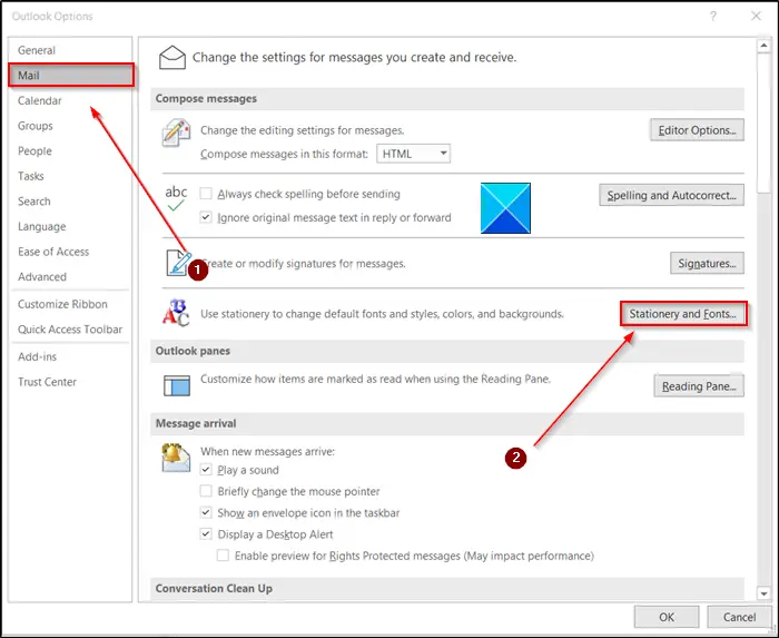text bigger in outlook