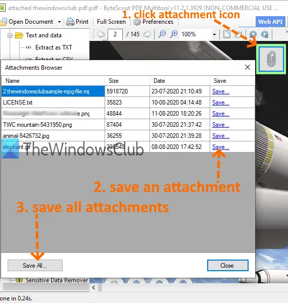 How to extract attachments from PDF