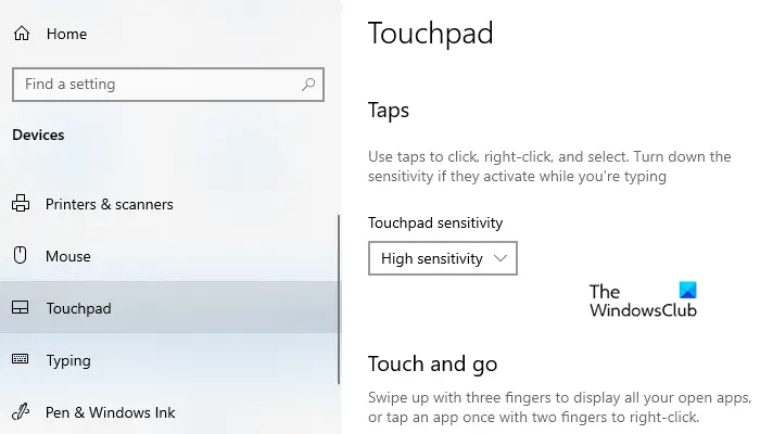 Change Touchpad Sensitivity