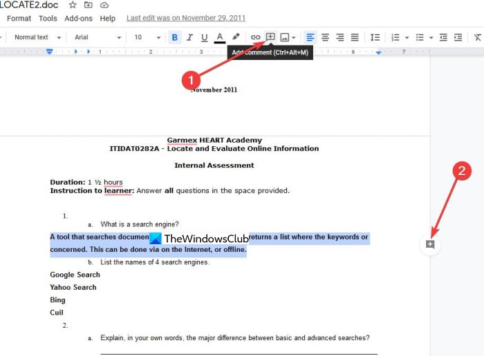 How to comment on Google Docs