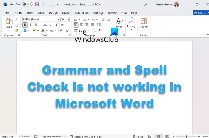 Grammar and Spell Check is not working in Microsoft Word
