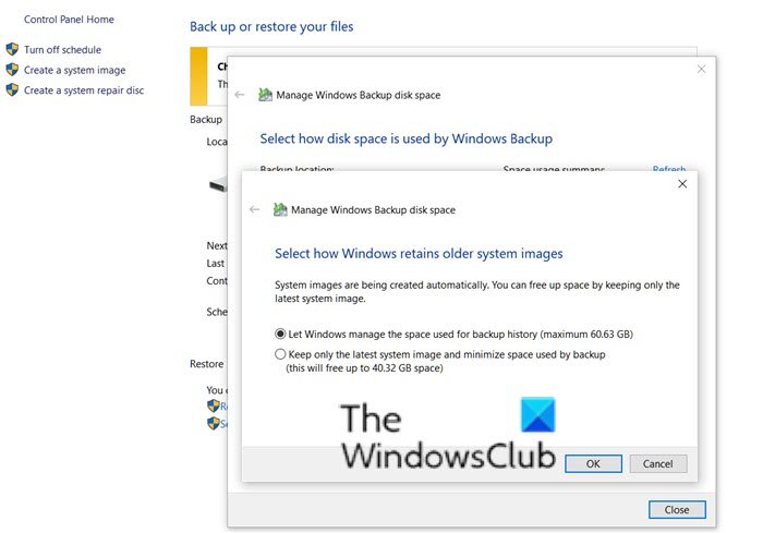 Manage Old System Image in Windows Backup