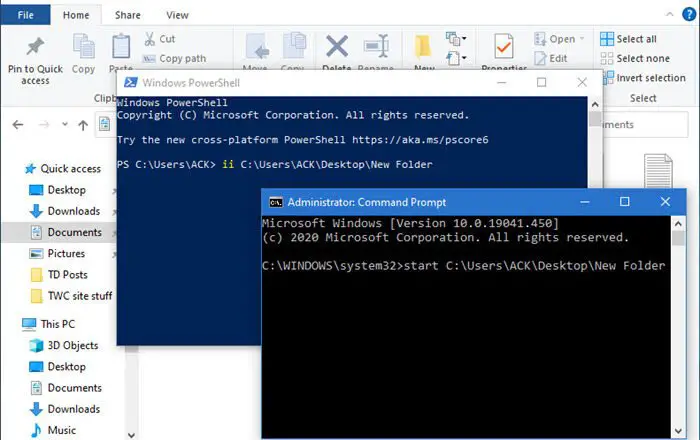Open folders & files using Command Prompt & PowerShell