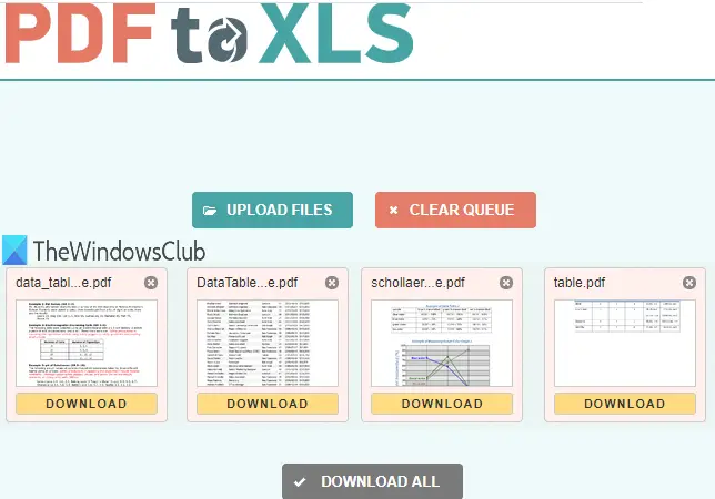 PDF to XLS service