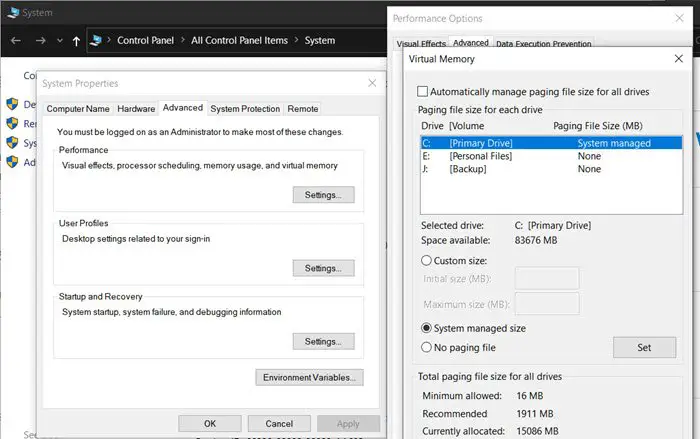 How to determine the appropriate page file size for 64-bit versions of Windows