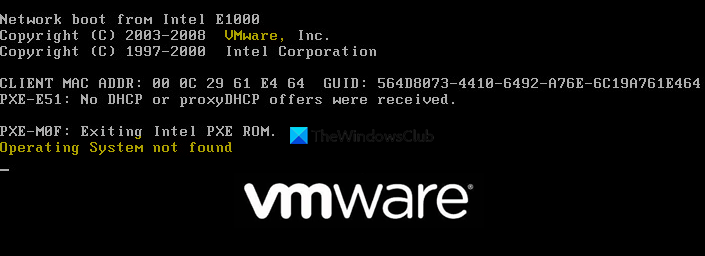 VMware operating system not found