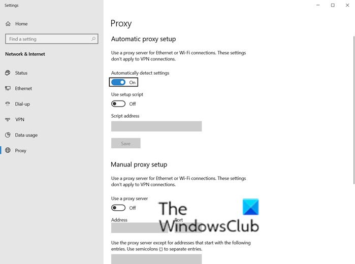 Windows 10 Proxy Settings