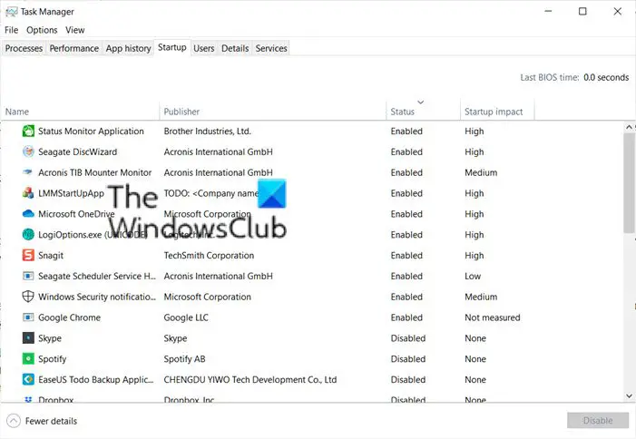 Windows 10 Startup Programs