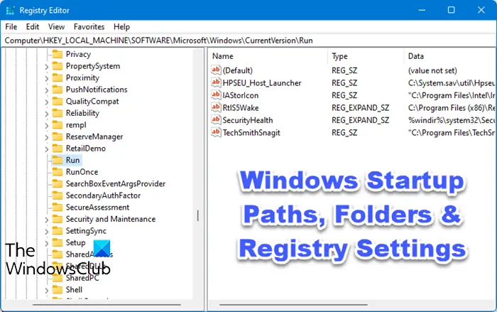 Windows Startup Paths, Folders & Registry Settings