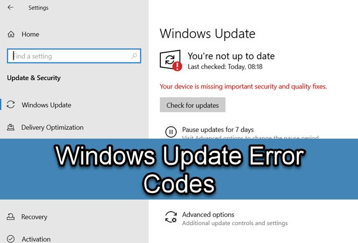 Windows Update Error Codes