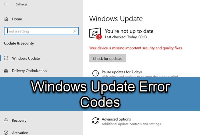 Complete List of Windows Update Error Codes on Windows 11 10 - 70
