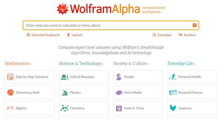 WolframAlpha screenshot