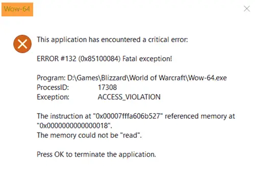 Wow-64.exe application error