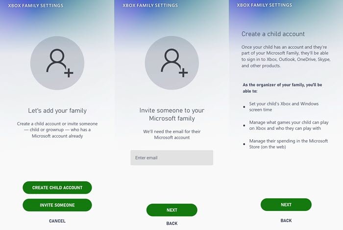 Xbox Family Settings Add Child
