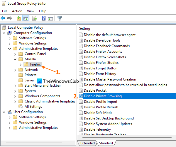 access firefox folder in group policy