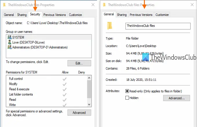 add or remove security tab from file explorer in windows 10