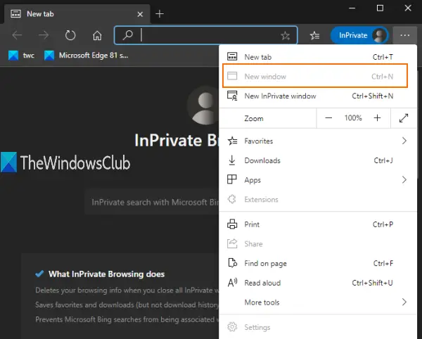 always start microsoft edge in inprivate window